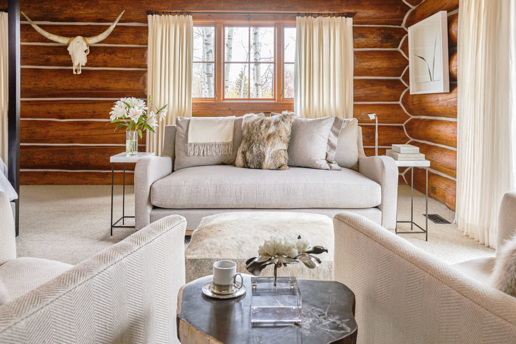 A Cozy Log Cabin Living Room in Jackson Hole